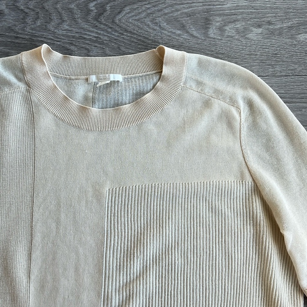 COS Cream Ribbed Panel Crewneck Top